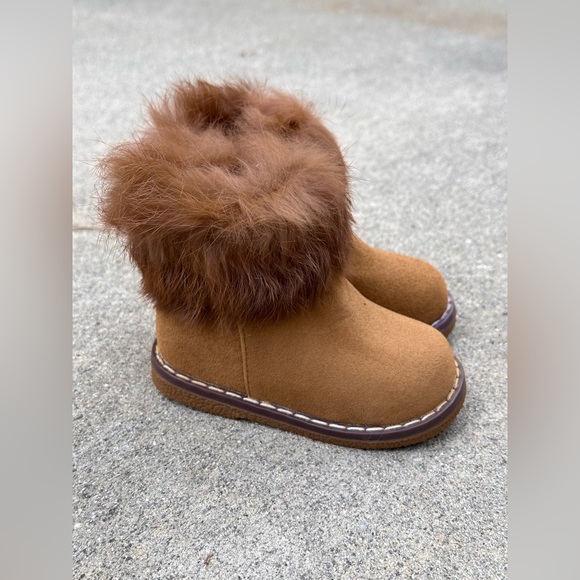Tan - Infant Toddler Furry Ankle Booties - Picture 2 of 4